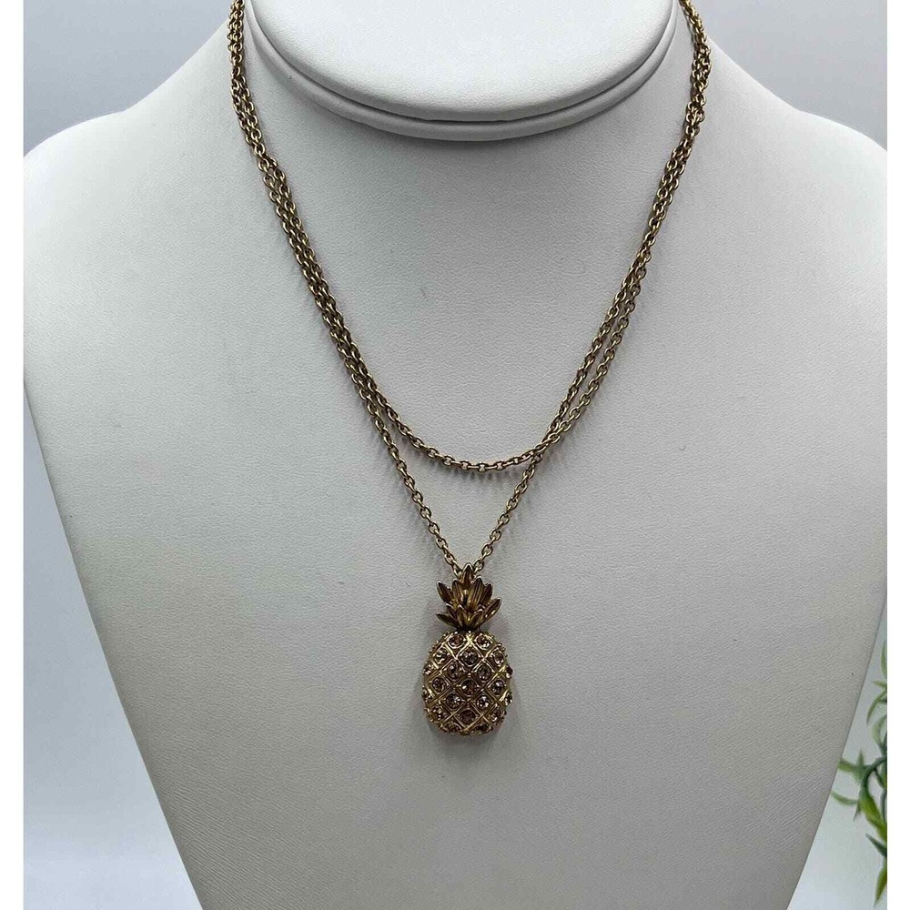 J.‎ Crew Gold Tone Long Crystal Pave Pineapple Charm Necklace
